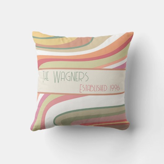 Mooie Kleurrijke Streep Gepersonaliseerde Naam Dat Kussen (Achterkant)