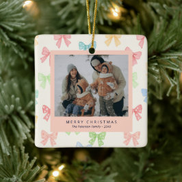 Mooie Kleurrijke Strik Patroon Familie 4 Foto Vaka Keramisch Ornament