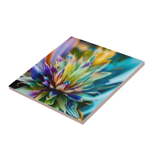 Mooie kleurrijke succulente keramische Tegel Tegeltje (Zijkant)