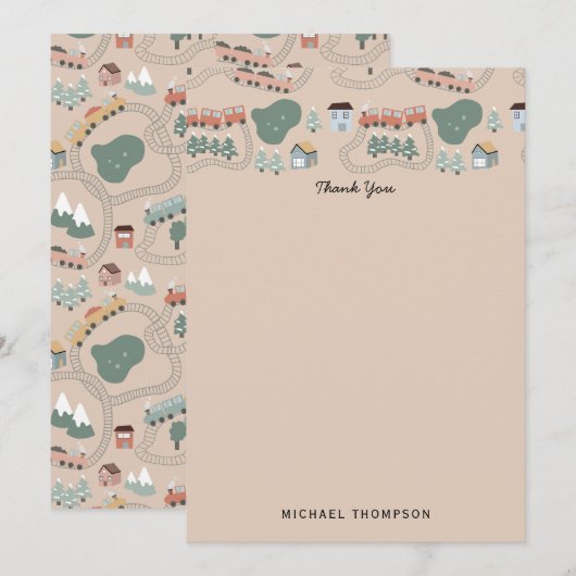 Mooie Kleurrijke Treinen op Spoorwegen Kinderen Pa Bedankkaart (Voorkant / Achterkant)