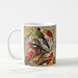 Mooie, kleurrijke tropische vogelparrots koffiemok
