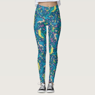 Mooie kleurrijke tropische vogels & bloemen leggings