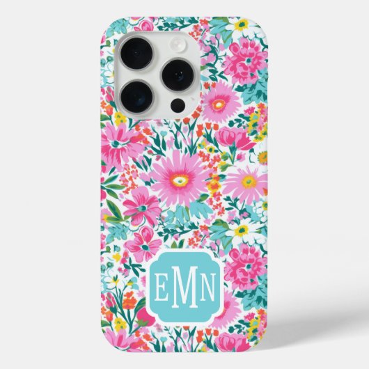 Mooie Kleurrijke Tuin Met Monogram Case-Mate iPhone Case (Achterkant)