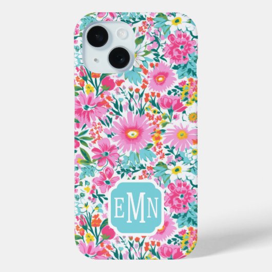 Mooie Kleurrijke Tuin Met Monogram Case-Mate iPhone Case (Achterkant)