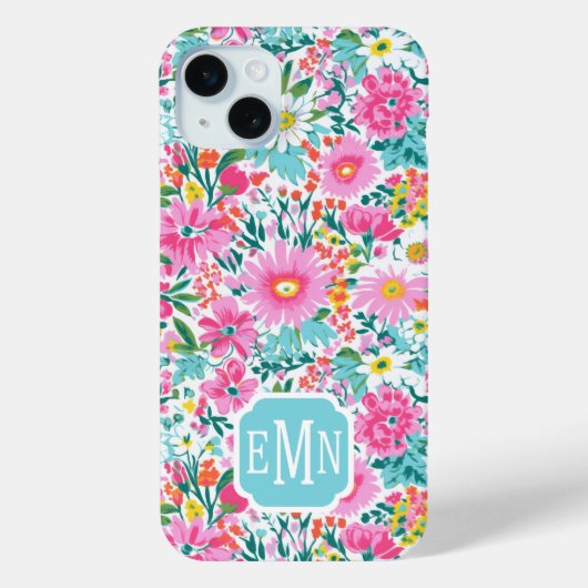 Mooie Kleurrijke Tuin Met Monogram Case-Mate iPhone Case (Achterkant)