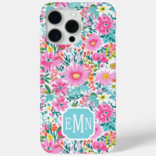 Mooie Kleurrijke Tuin Met Monogram Case-Mate iPhone Case (Achterkant)
