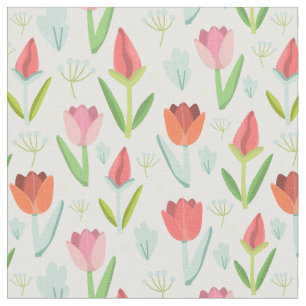 Mooie kleurrijke tulpen met bladeren stof