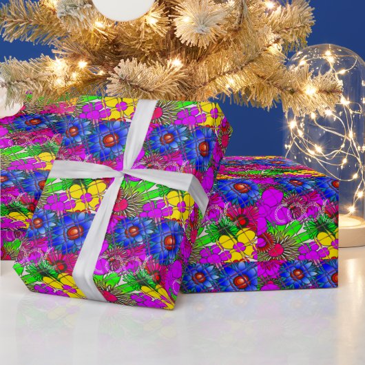 Mooie kleurrijke verbazingwekkende bloemmotief ont cadeaupapier (Feestdagen)