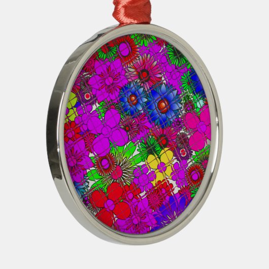 Mooie kleurrijke verbazingwekkende bloemmotief ont metalen ornament (Rechts)