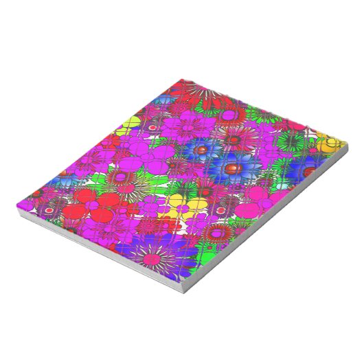 Mooie kleurrijke verbazingwekkende bloemmotief ont notitieblok (Linkerzijde)