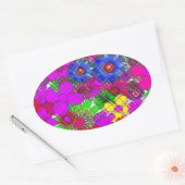 Mooie kleurrijke verbazingwekkende bloemmotief ont ovale sticker (Envelop)