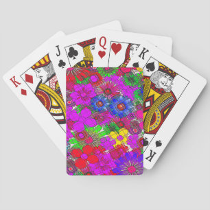 Mooie Kleurrijke Verbazingwekkende Bloemmotief Ont Pokerkaarten