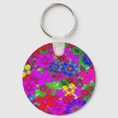Mooie kleurrijke verbazingwekkende bloemmotief ont sleutelhanger (Voorkant)