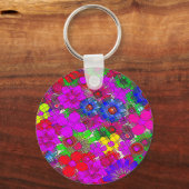 Mooie kleurrijke verbazingwekkende bloemmotief ont sleutelhanger (Voorkant)