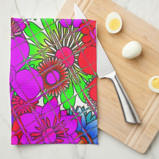 Mooie kleurrijke verbazingwekkende bloemmotief ont theedoek (Quarter Fold)