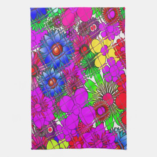 Mooie kleurrijke verbazingwekkende bloemmotief ont theedoek (Verticaal)