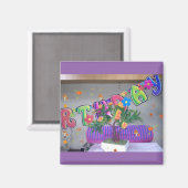 Mooie kleurrijke verjaardagskunstprint magneet (Voorkant / Achterkant)