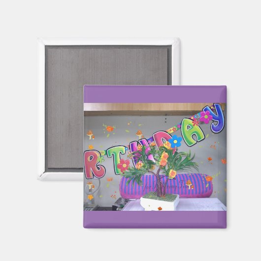 Mooie kleurrijke verjaardagskunstprint magneet (Voorkant / Achterkant)