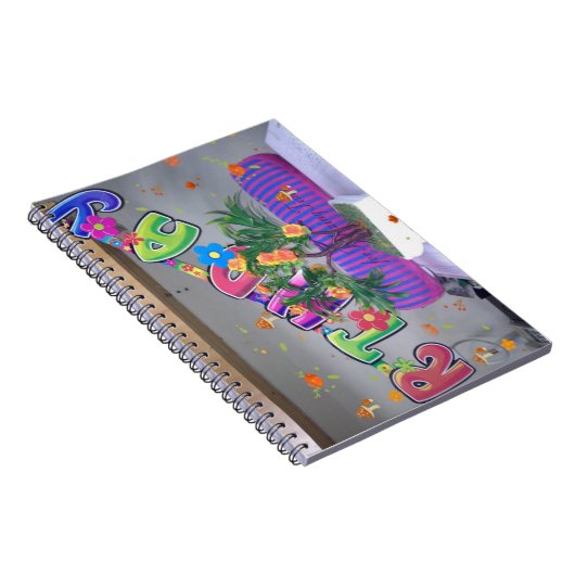 Mooie kleurrijke verjaardagskunstprint notitieboek (Rechterzijde)