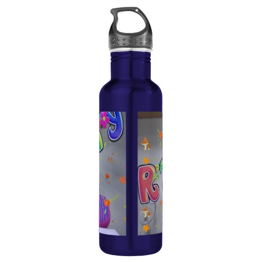 Mooie kleurrijke verjaardagskunstprint waterfles  (Achterkant)