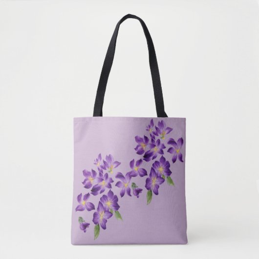 Mooie, kleurrijke Violet Flowers Tote Bag (Voorkant)