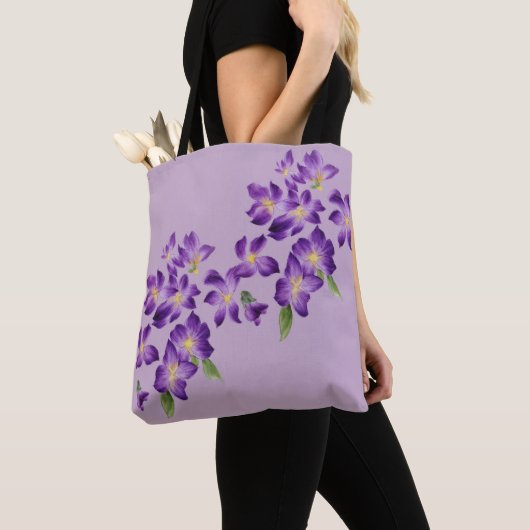 Mooie, kleurrijke Violet Flowers Tote Bag (Dichtbij)