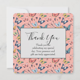 Mooie kleurrijke vlinderprint dank je wel bedankkaart