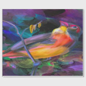 Mooie, kleurrijke vogel cadeaupapier (Vlak)