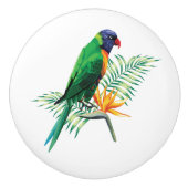 Mooie kleurrijke vogel en bloemen keramische knop (Voorkant)