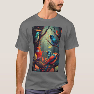 Mooie Kleurrijke Vogels Illustratie Kunstwerk 13 f T-shirt