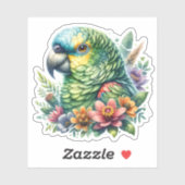 Mooie kleurrijke Waterverf Amazon Parrot Sticker (Vel)