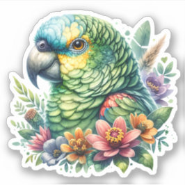 Mooie kleurrijke Waterverf Amazon Parrot Sticker