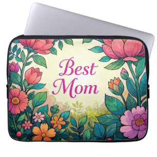 Mooie kleurrijke Waterverf Bloembloemen Laptop Sleeve