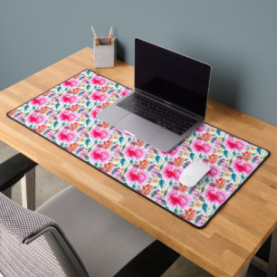 Mooie kleurrijke waterverf bloemen kenteken frame bureaumat
