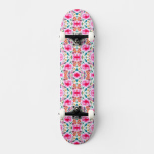 Mooie kleurrijke waterverf bloemen nummerplaat fra persoonlijk skateboard
