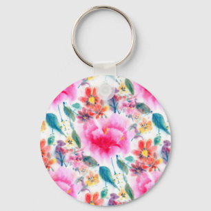 Mooie kleurrijke waterverf bloemen nummerplaat fra sleutelhanger