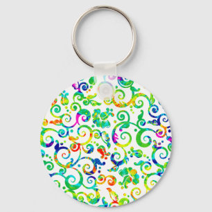 Mooie kleurrijke waterverf bloemen sleutelhanger