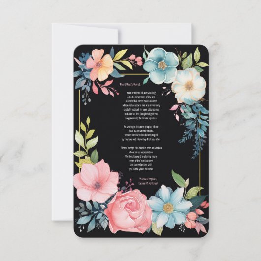 Mooie kleurrijke Waterverf bloemenbruiloft Bedankkaart (Voorkant)