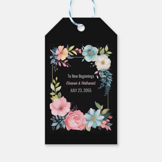 Mooie kleurrijke Waterverf bloemenbruiloft Cadeaulabel (Voorkant)