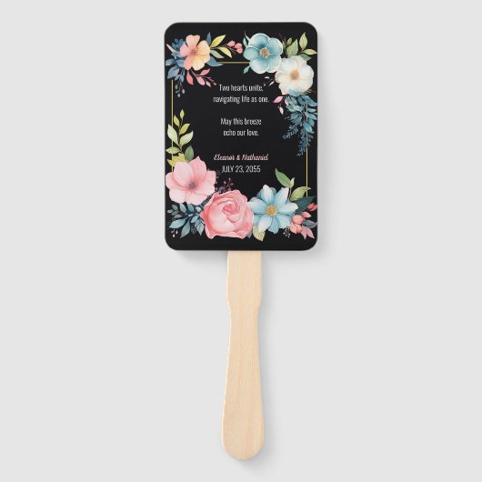 Mooie kleurrijke Waterverf bloemenbruiloft Handwaaier (Voorkant)