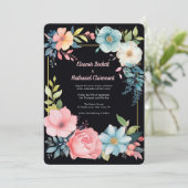 Mooie kleurrijke Waterverf bloemenbruiloft Kaart (Staand voorkant)