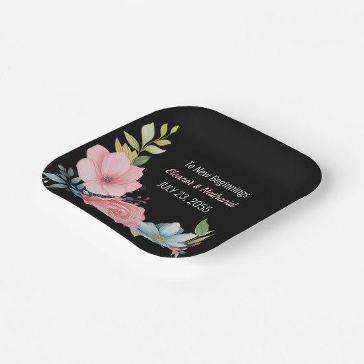 Mooie kleurrijke Waterverf bloemenbruiloft Papieren Bordje (Gebogen)