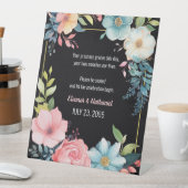 Mooie kleurrijke Waterverf bloemenbruiloft Reclamebord Met Voetstuk (Insitu)