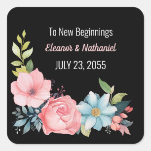 Mooie kleurrijke Waterverf bloemenbruiloft Vierkante Sticker