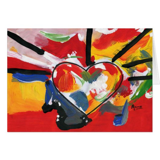 Mooie kleurrijke waterverf Hartkaarten (Voorkant Horizontaal)