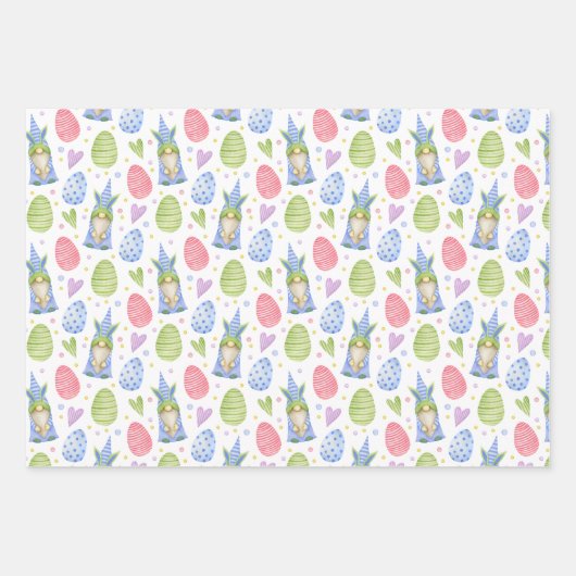 Mooie Kleurrijke Waterverf Paaseieren & Gnomes Inpakpapier Vel (Voorkant 3)