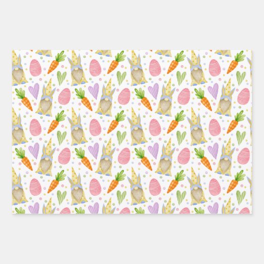 Mooie Kleurrijke Waterverf Paaseieren & Gnomes Inpakpapier Vel (Voorkant)