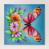 Mooie, kleurrijke Waterverf vlinder en ventilator Legpuzzel (Horizontaal)