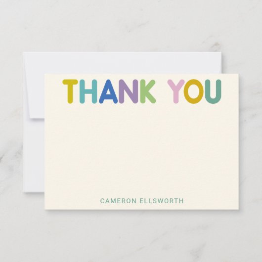 Mooie Kleurrijke Whimsical Moderne Typografie Aang Bedankkaart (Voorkant)