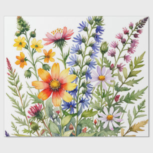 Mooie kleurrijke wilde bloemen  aquarelschildering cadeaupapier